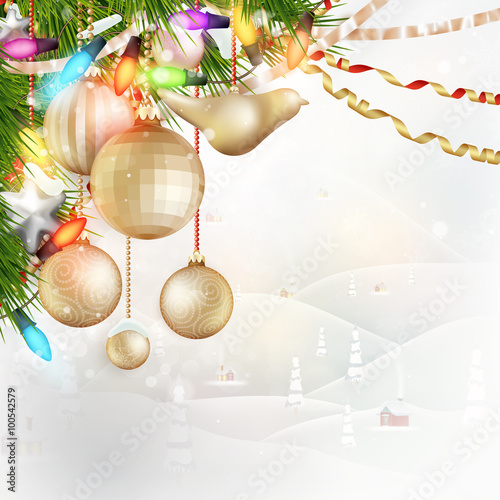 Christmas landscape Behind glass EPS 10