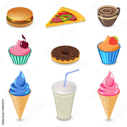 Fast food objects, and all sorts of sweets and food items.