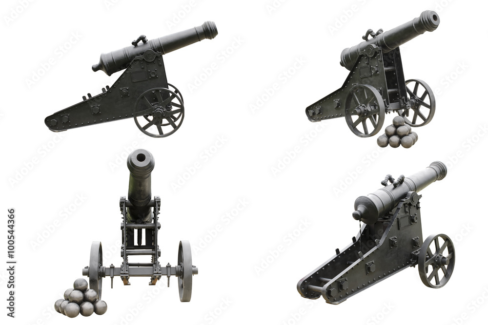 old cannon in four projections