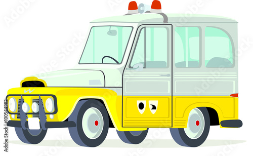 Caricatura Willys - Ford Rural Brasil Patrulla policía carreteras vista frontal y lateral