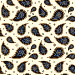 Fotobehang Paisley patronen Sierlijk paisley dessin met krullen  © Mariia_Alexandrova