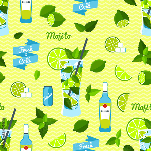 Mojito, Seamless Pattern. Vector illustration, eps10.
