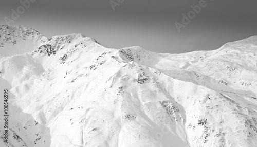 black white winter mountains
