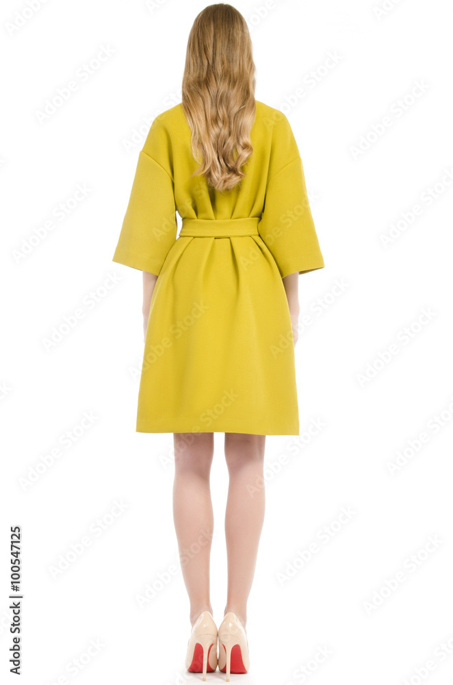 girl in a coat from the back isolated on white girl in a coat from the back isolated on white