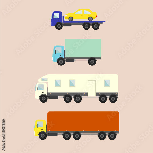 delivery vector trucks - evacuator, trailer, trucks