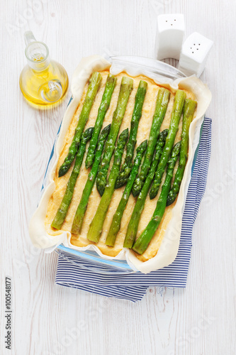 healthy vegetable pie with asparagus and potatoes. vegetarian di