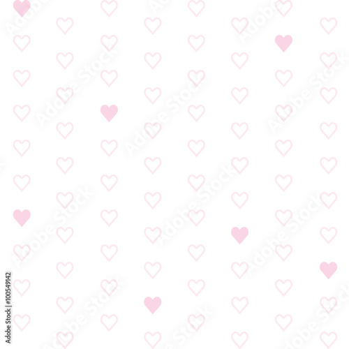White background with pink hearts for web page backgrounds, textile designs, fills, banners