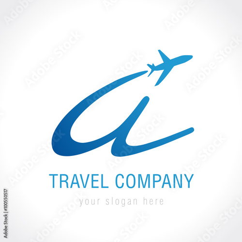 A travel company logo. Airline logo design with letter "a" and plane