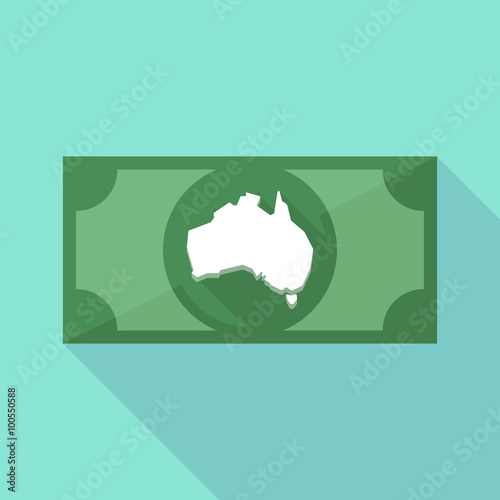 Long shadow banknote icon with  a map of Australia