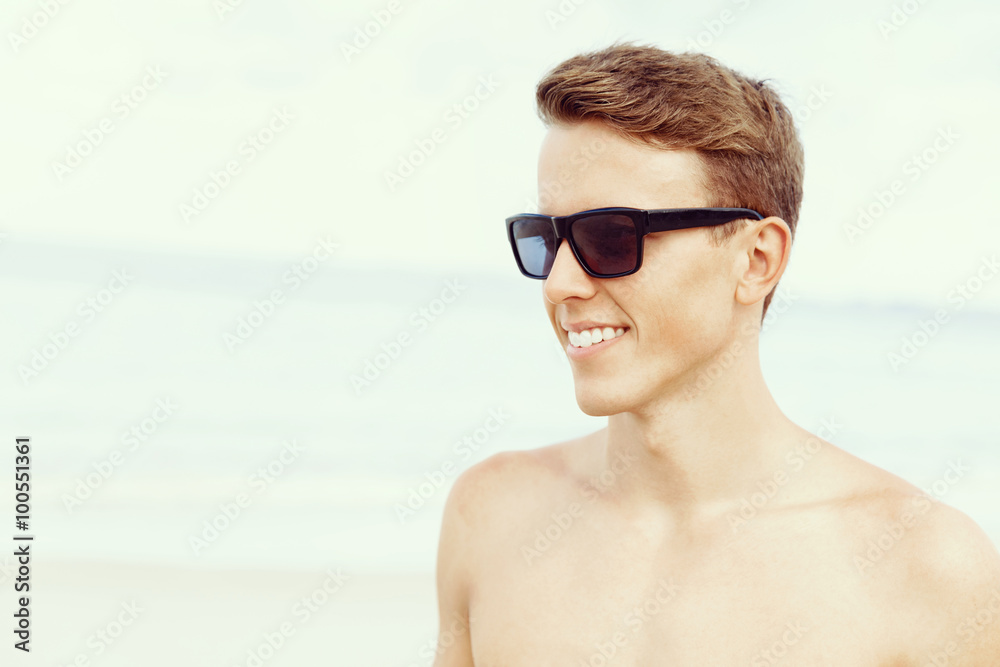 Handsome man posing at beach Handsome man posing at beach