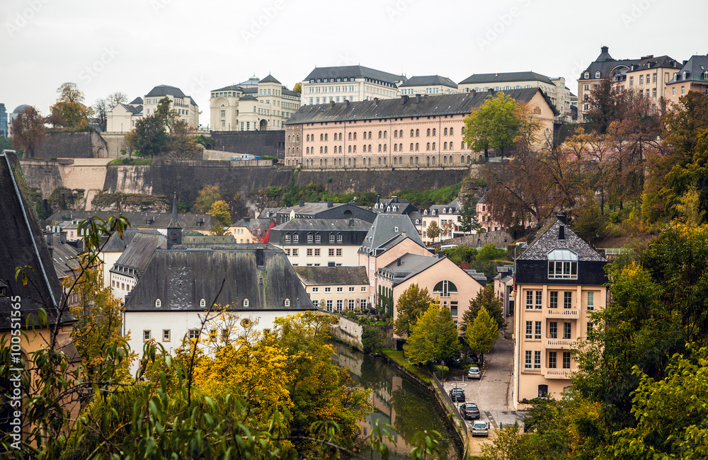LUXEMBOURG - OCTOBER 30, 2015: Traditional architecture of vintage European buildings in Luxembourg.