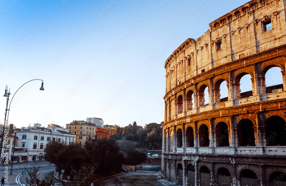 Roman amphitheatres in Rome on January 5, 2015. circular or oval