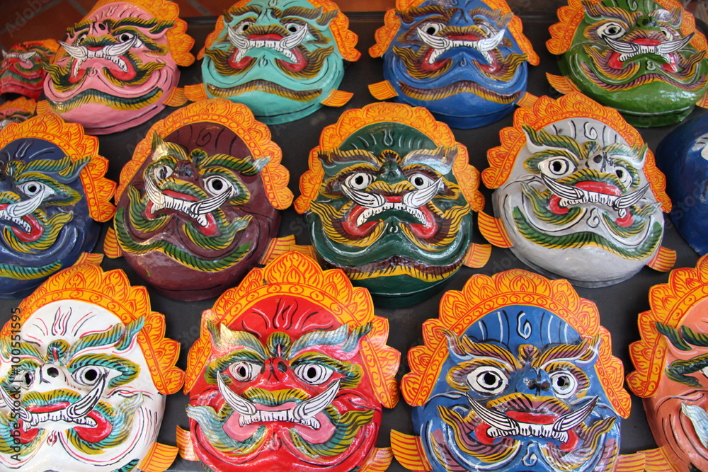 Masken auf dem Markt in Siem Reap, Kambodscha