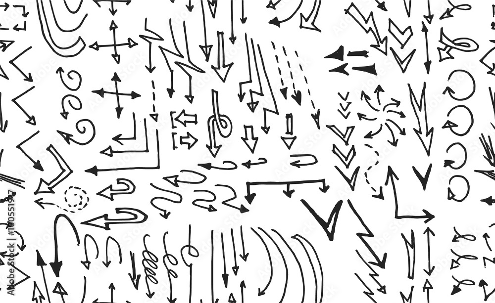 Obraz premium hand-drawn doodle seamless pattern with arrows