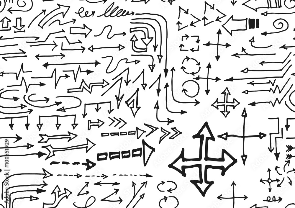 hand-drawn doodle seamless pattern with arrows