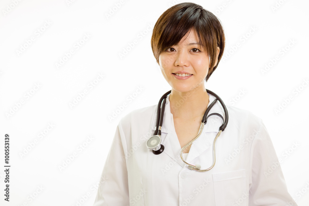 Asian female doctor with stethoscope Asian female doctor with stethoscope