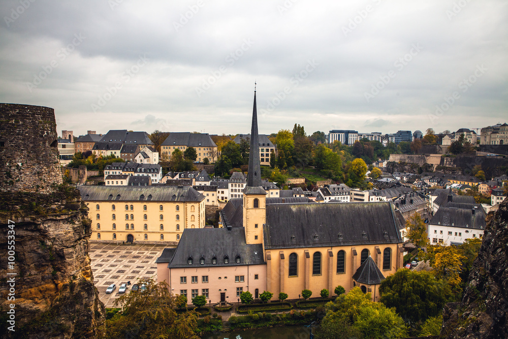 Aerial view of the Ground district of Luxembourg City. Luxembourg.