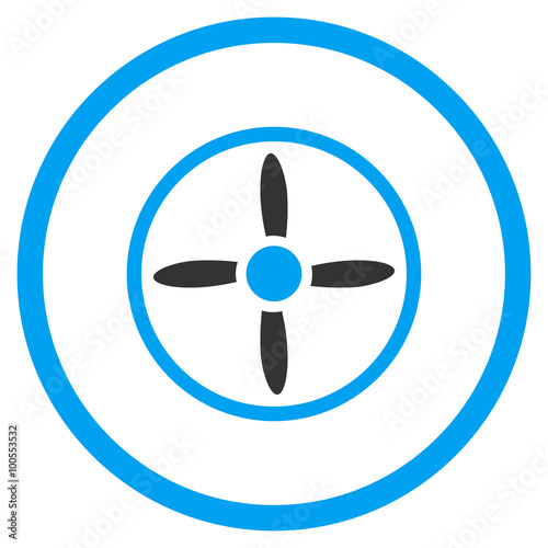 Nanocopter Screw vector icon. Style is bicolor flat circled symbol, blue and gray colors, rounded angles, white background.