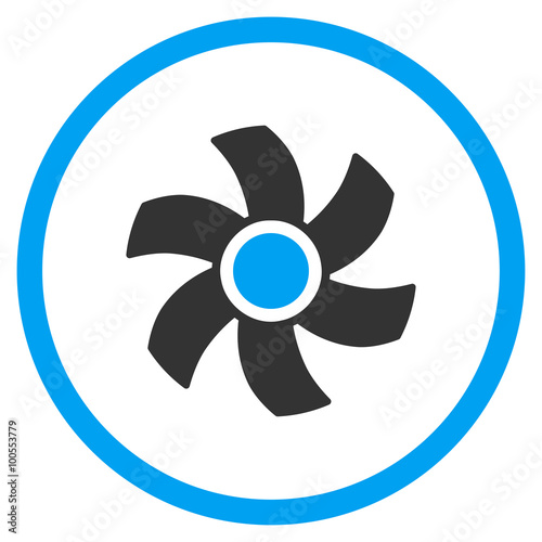 Rotor vector icon. Style is bicolor flat circled symbol, blue and gray colors, rounded angles, white background.
