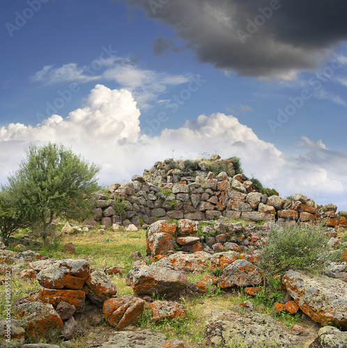 Nuraghe Arrubiu, the typical Sardinian prehistorical buildings. photo