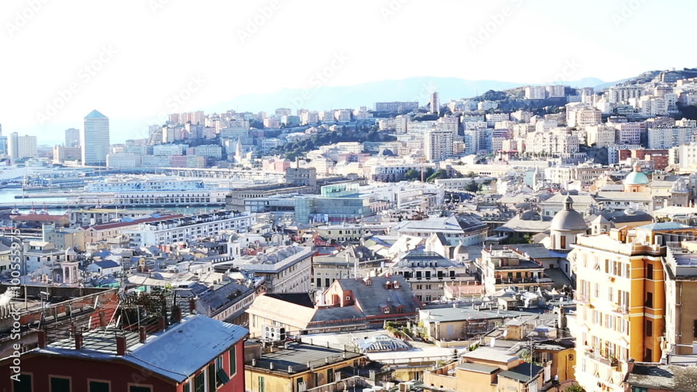 panoramic view and shot by ancient Genoa seaport city from the top of the city panoramic view and shot by ancient Genoa seaport city from the top of the city