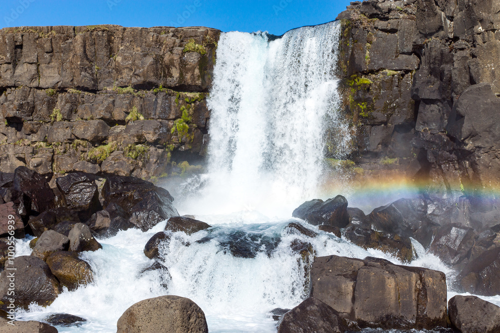 Fototapeta premium The beautiful Oxarafoss waterfall in Iceland