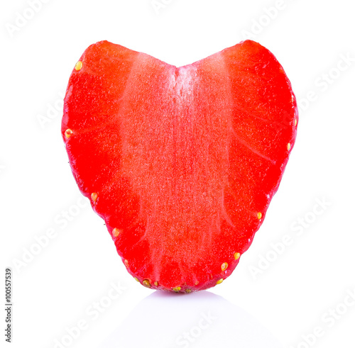 Strawberry Organic of slices in shape of heart and a half on whi