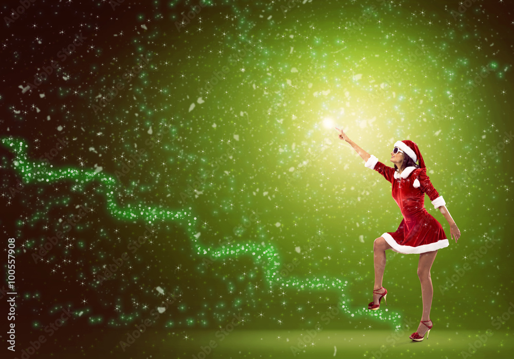 Fototapeta premium Santa girl in suit