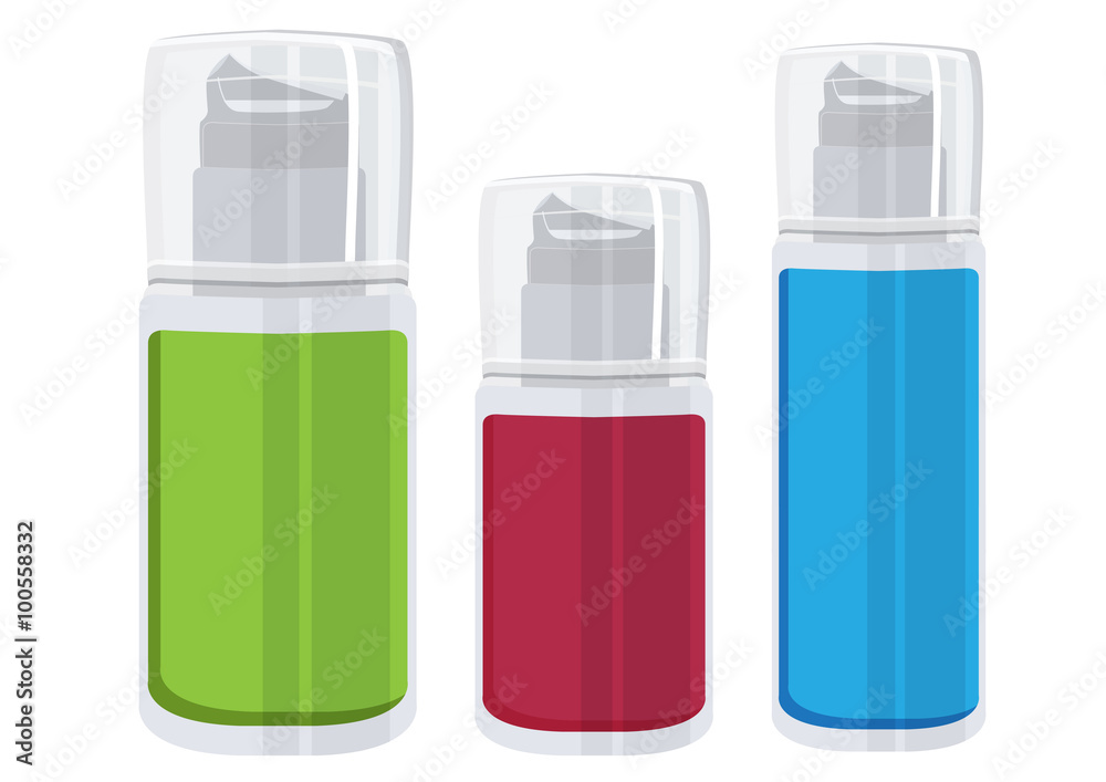 Blank aluminium spray can template with transparent cap for paint, hairspray, deodorant, . Packaging collection.