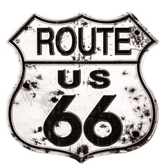Aluminium schilderij Route 66 Verroest Route 66 wegbord vintage  © Pabkov