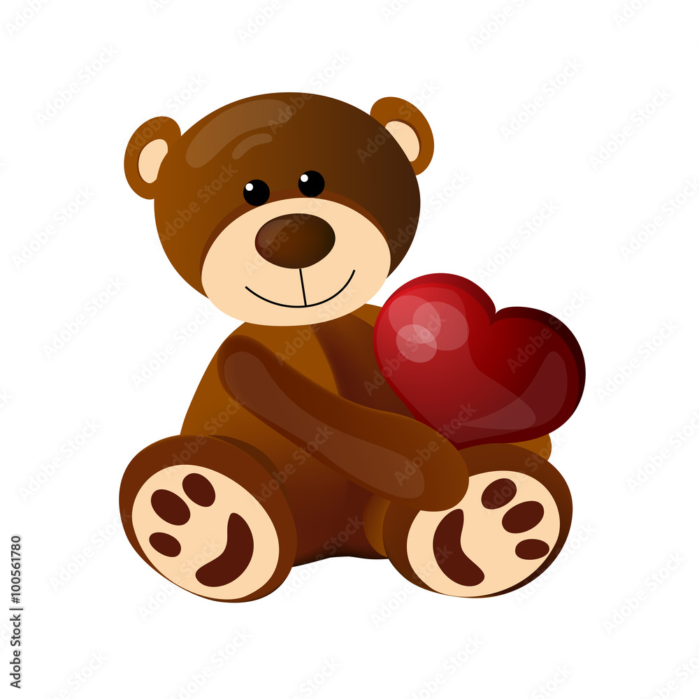 Obraz premium Teddy bear with hearts on Valentine's day