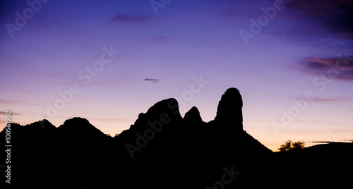 Moutain silhouete in sunset time with coloful sky