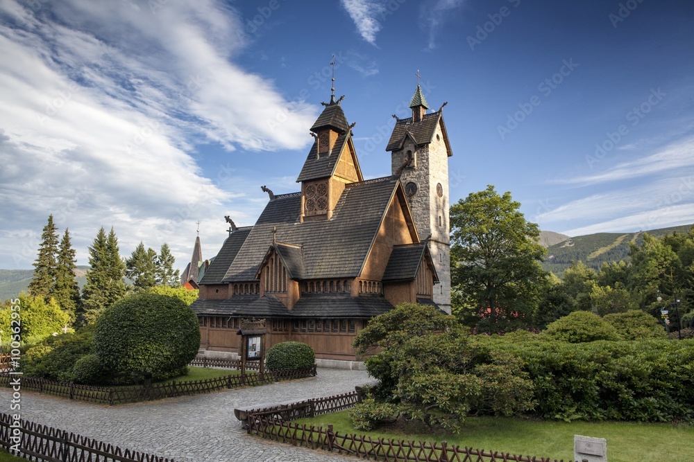 Historic wooden temple Wang in Karpacz, Poland