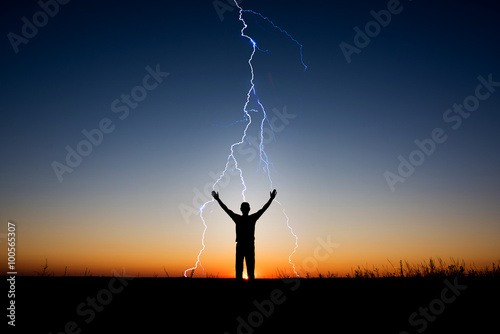 man and lightning from heaven