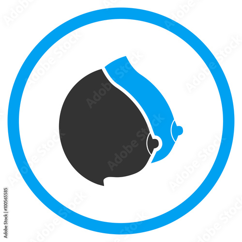 Lady Tits vector icon. Style is bicolor flat circled symbol, blue and gray colors, rounded angles, white background.