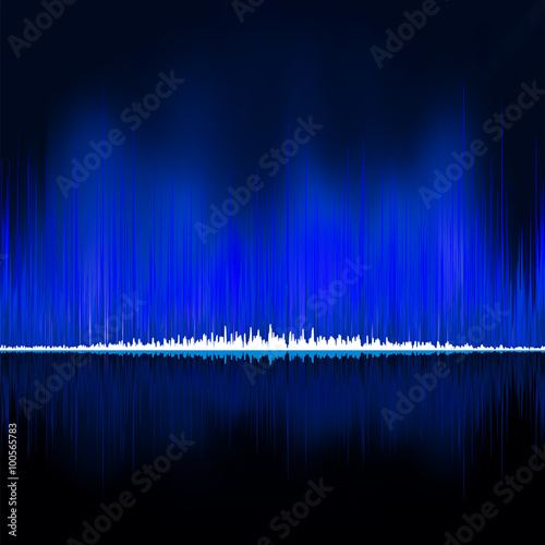 Sound waves oscillating on black background. EPS 8