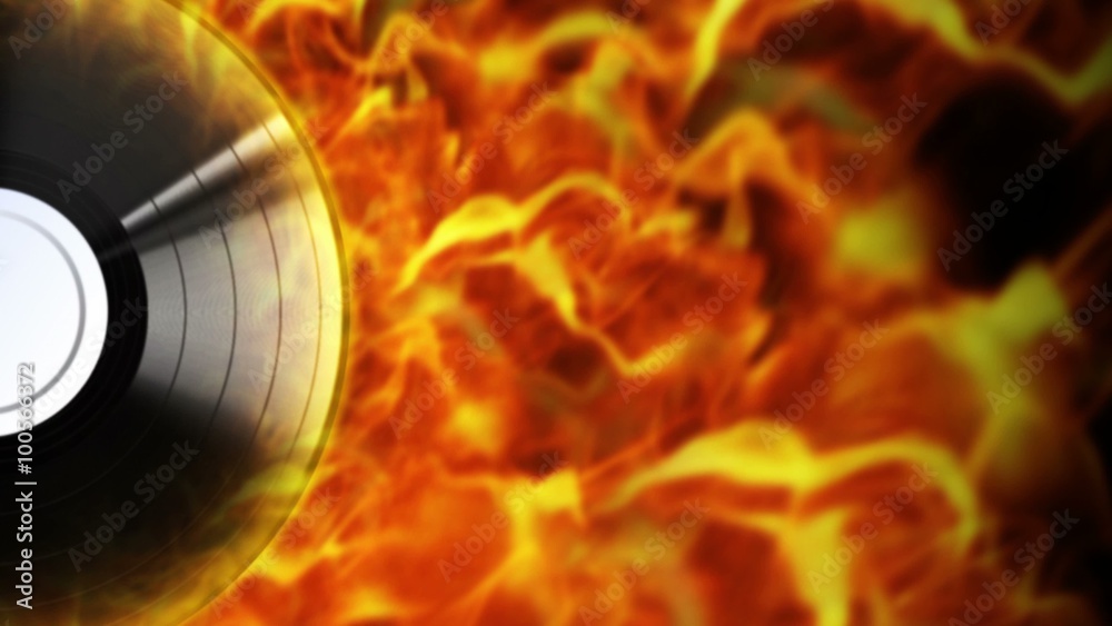 Fiery Vynil Background and Flames, with Alpha Channel, Loop, 4k