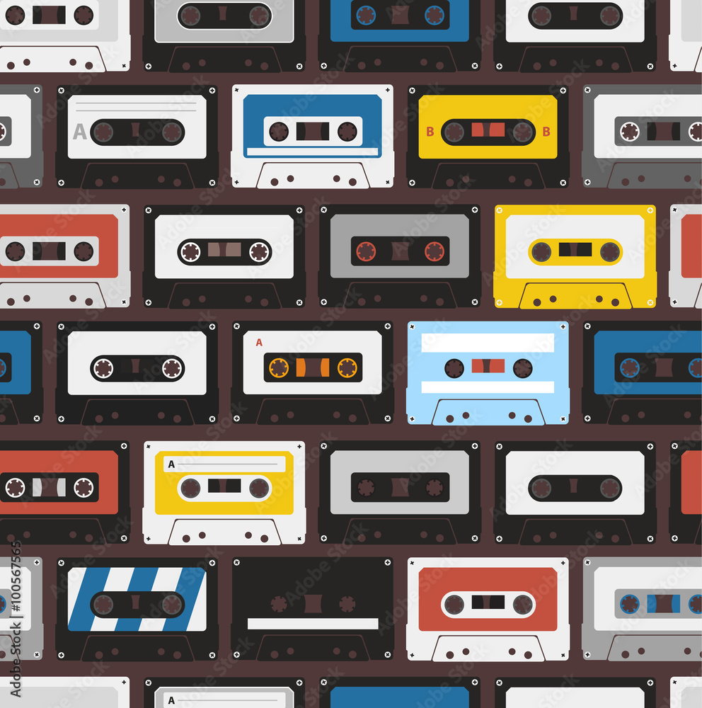 Obraz premium Vintage audio cassettes seamless background
