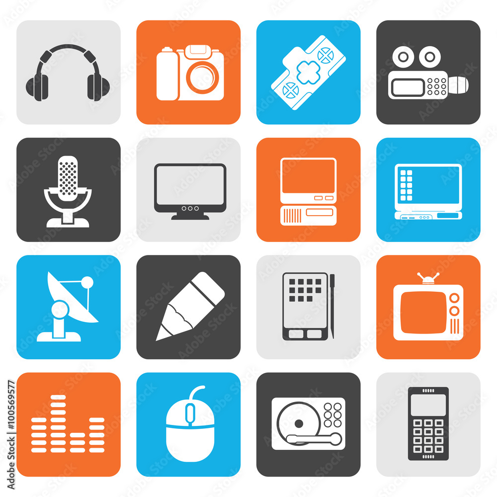 Flat Media equipment icons - vector icon set Flat Media equipment icons - vector icon set