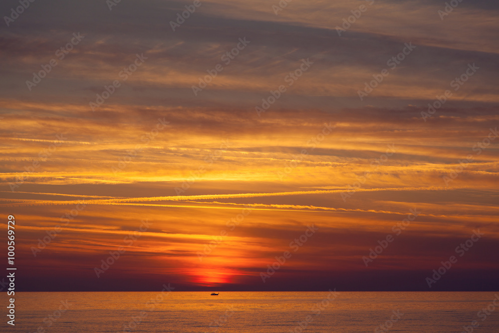 Beautiful sunset on the Mediterranean sea