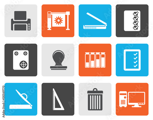 Flat Print industry Icons - Vector icon set