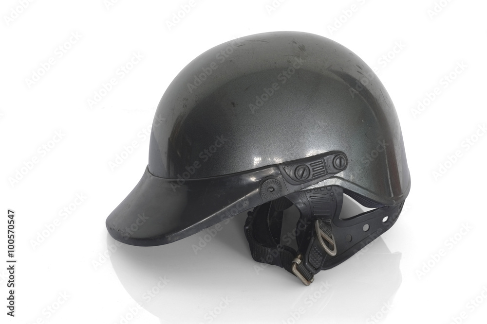 Black helmet / Old black helmet on white background. Black helmet / Old black helmet on white background.