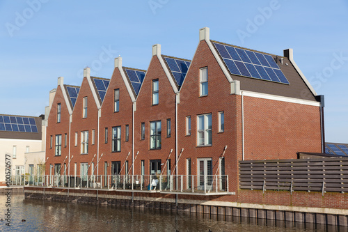 New family homes with solar panels on the roof