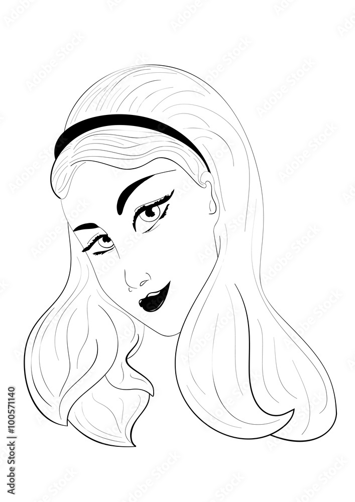 Beautiful Cute Girl Face Retro Vector illustration Beautiful Cute Girl Face Retro Vector illustration