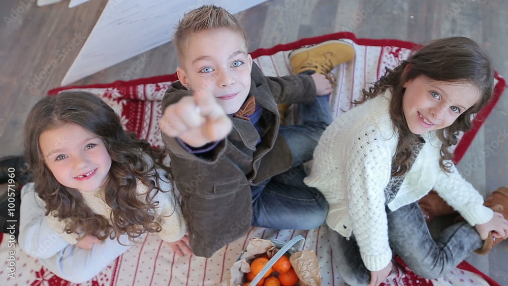 A group of three children playing A group of three children playing