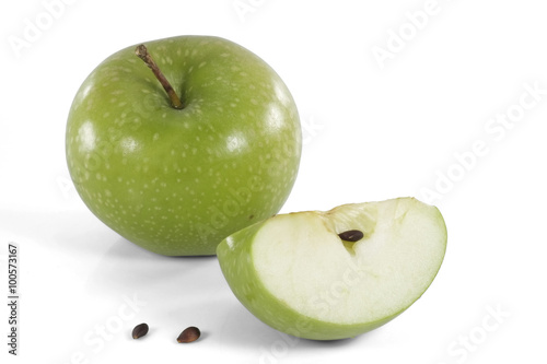 Green apple / Green apple and fresh sliced on white background.