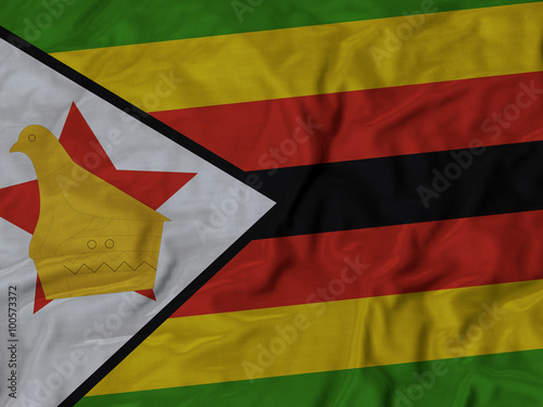 Close up of Ruffled Zimbabwe flag