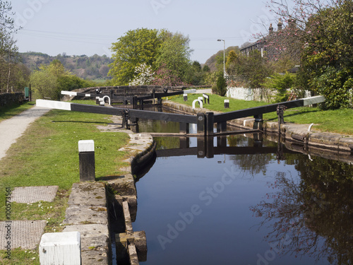 Lock on the Rochdale canal near Walsden, West Yorkshire, not far from the border with Lancashire photo