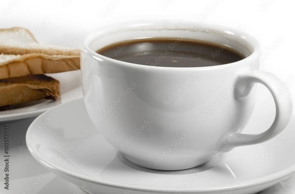 Cup of coffee / Cup of coffee and toasted bread on the table. Cup of coffee / Cup of coffee and toasted bread on the table.