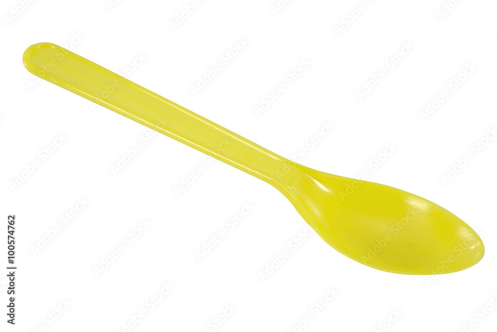 Spoon / Yellow plastic spoon on white background. Spoon / Yellow plastic spoon on white background.